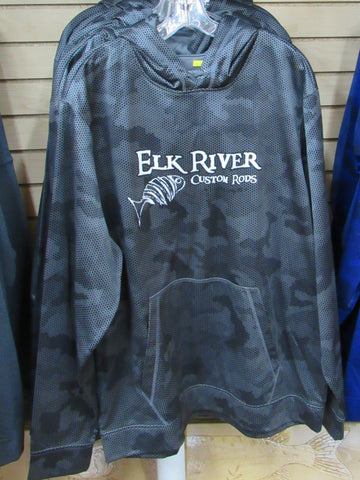 Elk River Custom Rods CamoHex Fleece Hooded Pullover Dark Smoke Grey