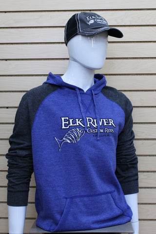 Lightweight Fleece Raglan Hoodie Heathered Deep Royal/ Heathered Charcoal